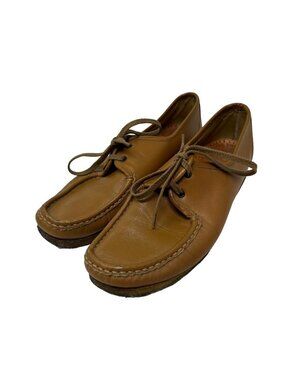 Deerskin Trading Post Women's 7.5 Vintage Brown Leather Shoes Lace Up Loafers